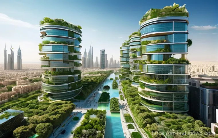채권 투자로 지속 가능한 투자 실현하기 - **Prompt:** A vibrant, futuristic city in the Middle East, possibly inspired by Dubai or Riyadh, sea...
