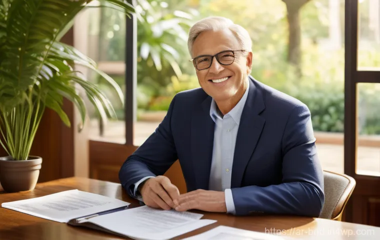 채권 투자 성과 향상을 위한 작은 팁 - **Prompt:** A wise and composed investor, in their late 40s, with a gentle smile, seated in a sunlit...
