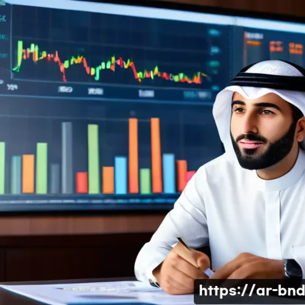 채권 포트폴리오 다각화 전략 - A professional Middle Eastern investor in traditional business attire, sitting at a sleek modern des...
