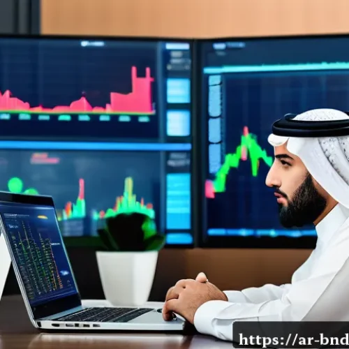 채권 수익률 상승 시 투자 접근법 - A professional Middle Eastern financial advisor in a modern office with Arabic calligraphy art on th...